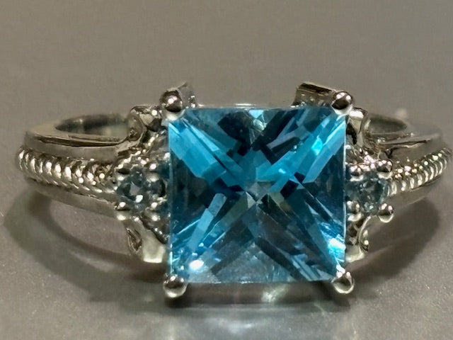 Blue Stone Set Silver Ring