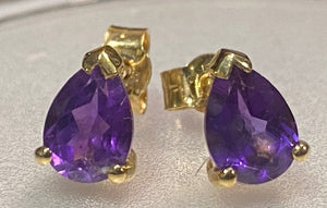 Gold Earrings - Amethyst